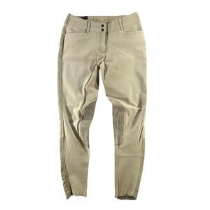 Ariat Riding Chino Pants Womens 26L Beige Twill Knee Patch Equestrian Stretch